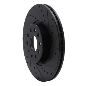 Audi A3 Quattro Brake Rotor (1) - Front Right - R1 Concepts - Drilled & Slotted - Black - `05-`25